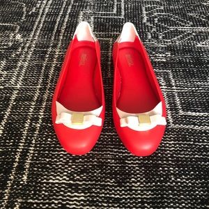 Melissa Colorblock Red and Beige Flat